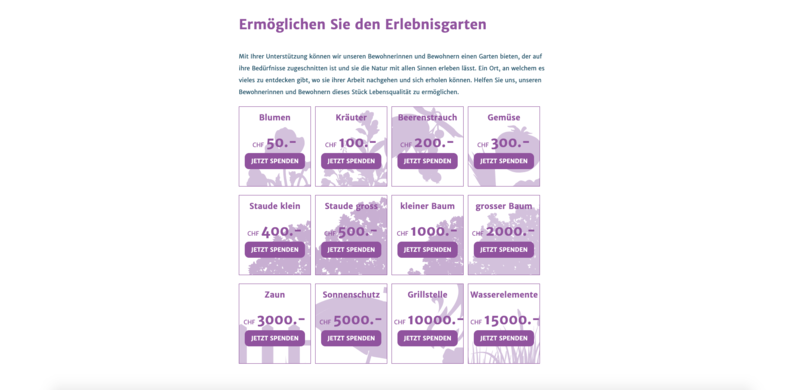 Spendenlösung und Erlebnisgarten für die Stiftung Sonnenhalde in Münchwilen