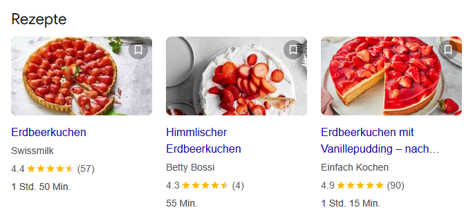 Ausgabe von Rezepten durch strukturierte Daten